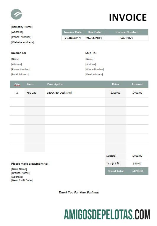 realista Modelo de fatura de móveis